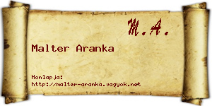 Malter Aranka névjegykártya